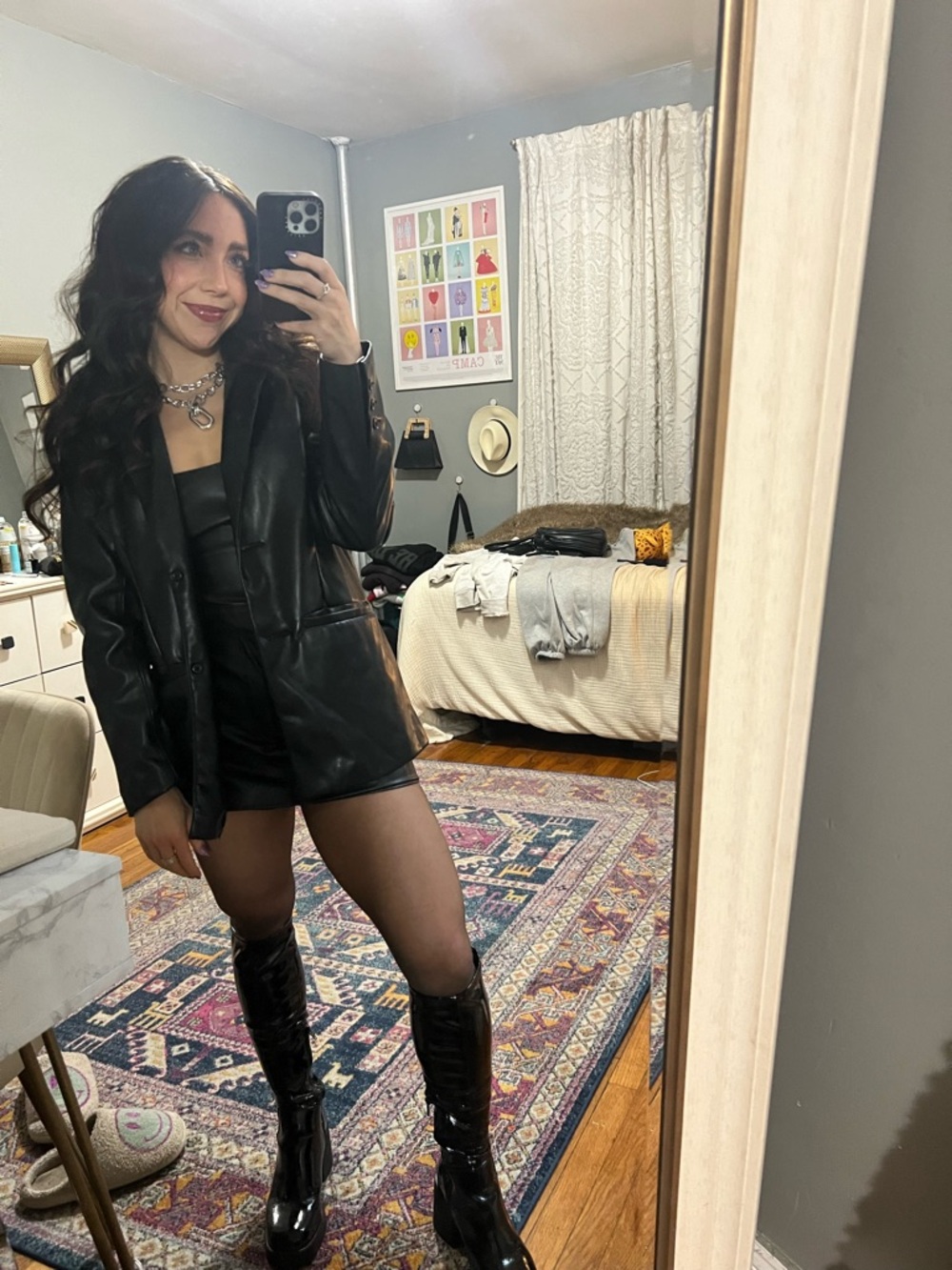 Abercrombie & Fitch Black Leather Blazer-Style Jacket